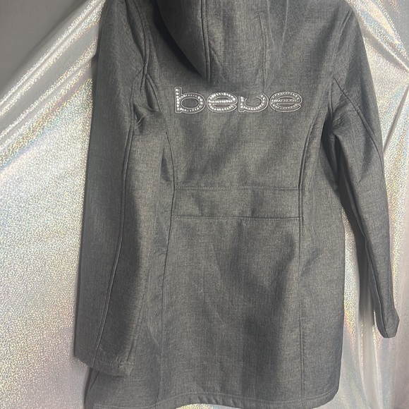 Bebe grey coat bling diamonds crystal Swarovski cute fall rain coat jacket y2k - Picture 7 of 9